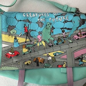Min and Mon Reversible Messenger Bag, Small with Creature Design